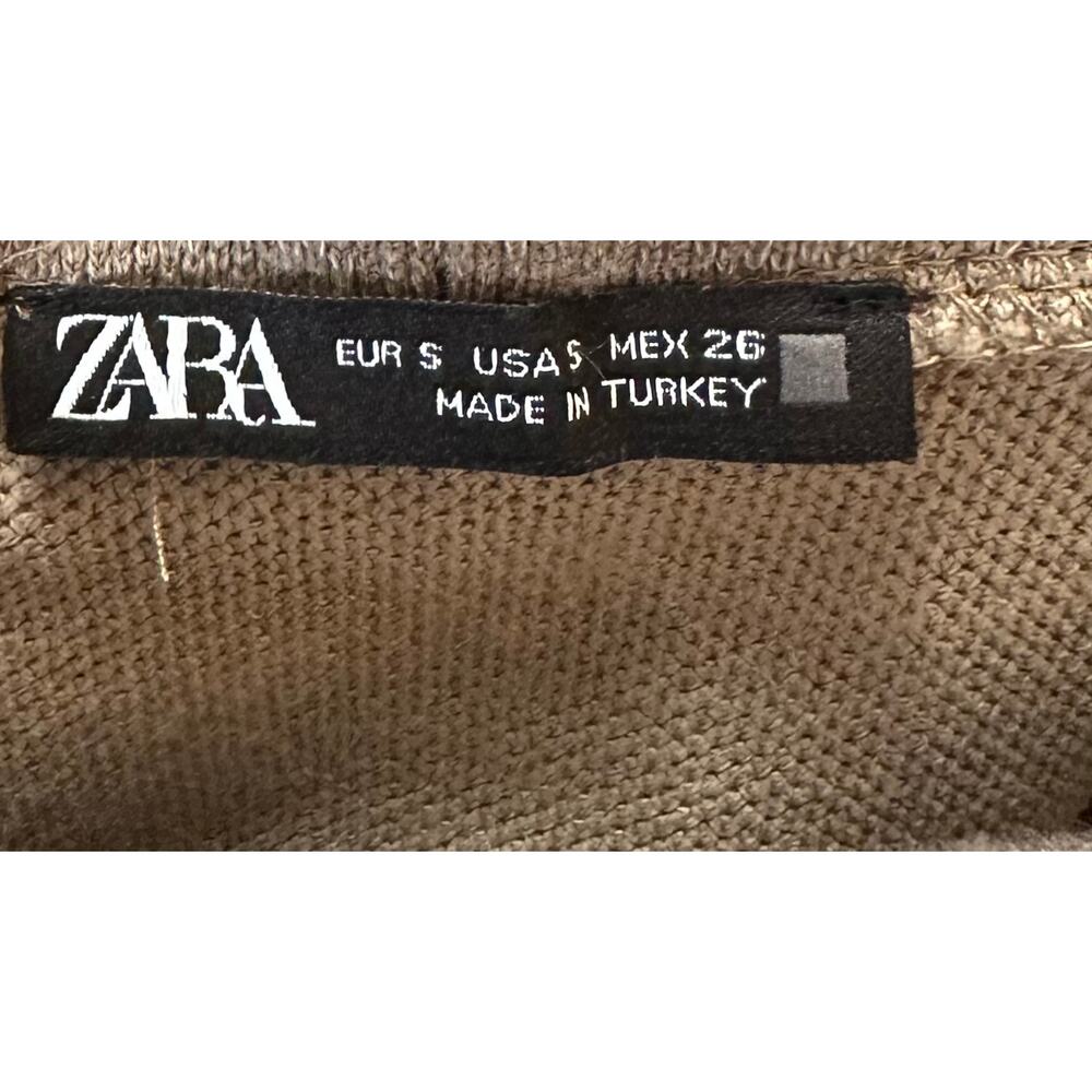 Zara Soft Pique High Neck Top Tan Taupe Sleeveless Size S - Picture 13 of 15